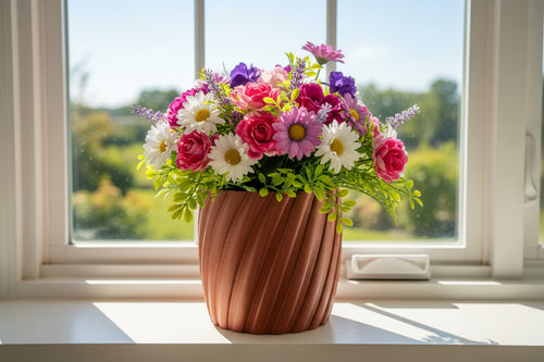 Decorative Flower Pot (Diagonal Stripe)
