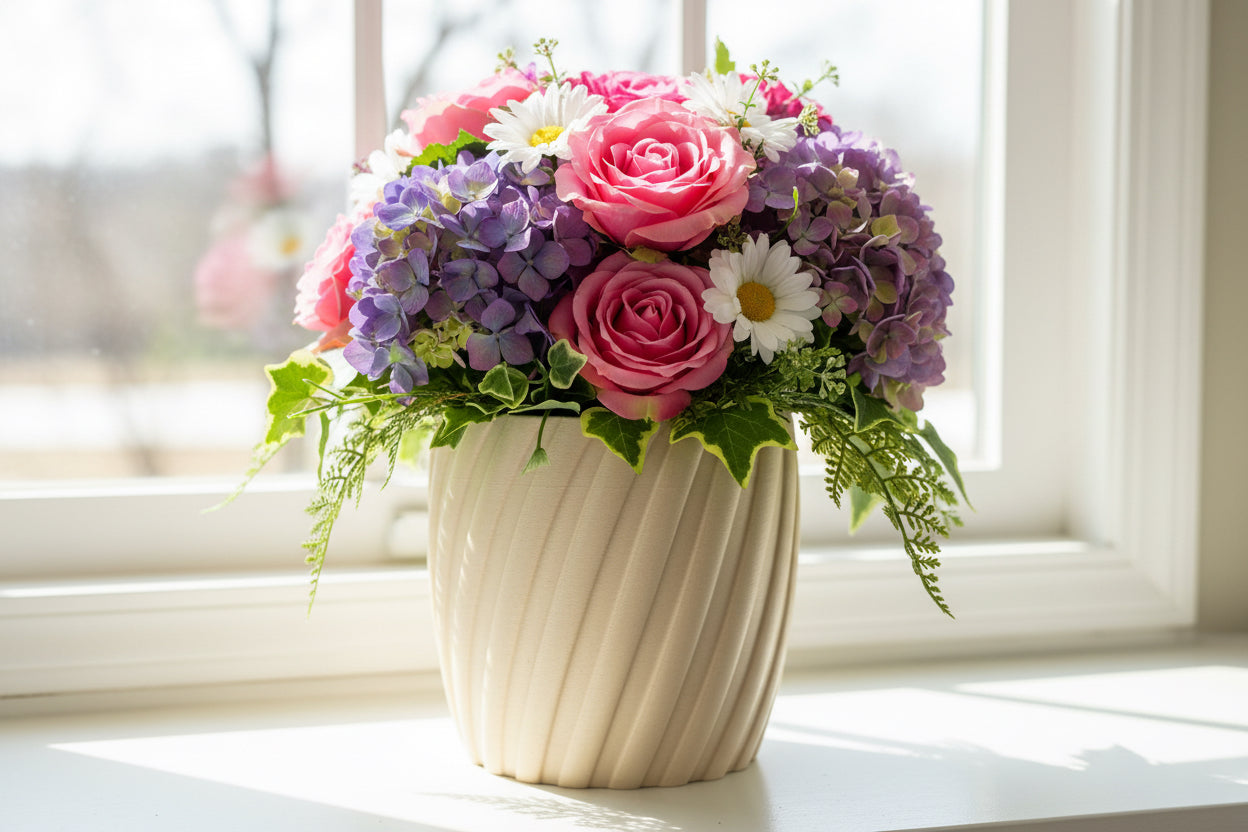 Decorative Flower Pot (Diagonal Stripe)